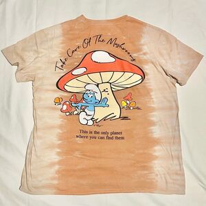 Vintage Smurf T Shirt Sz Large Pale Orange/white Tie Die